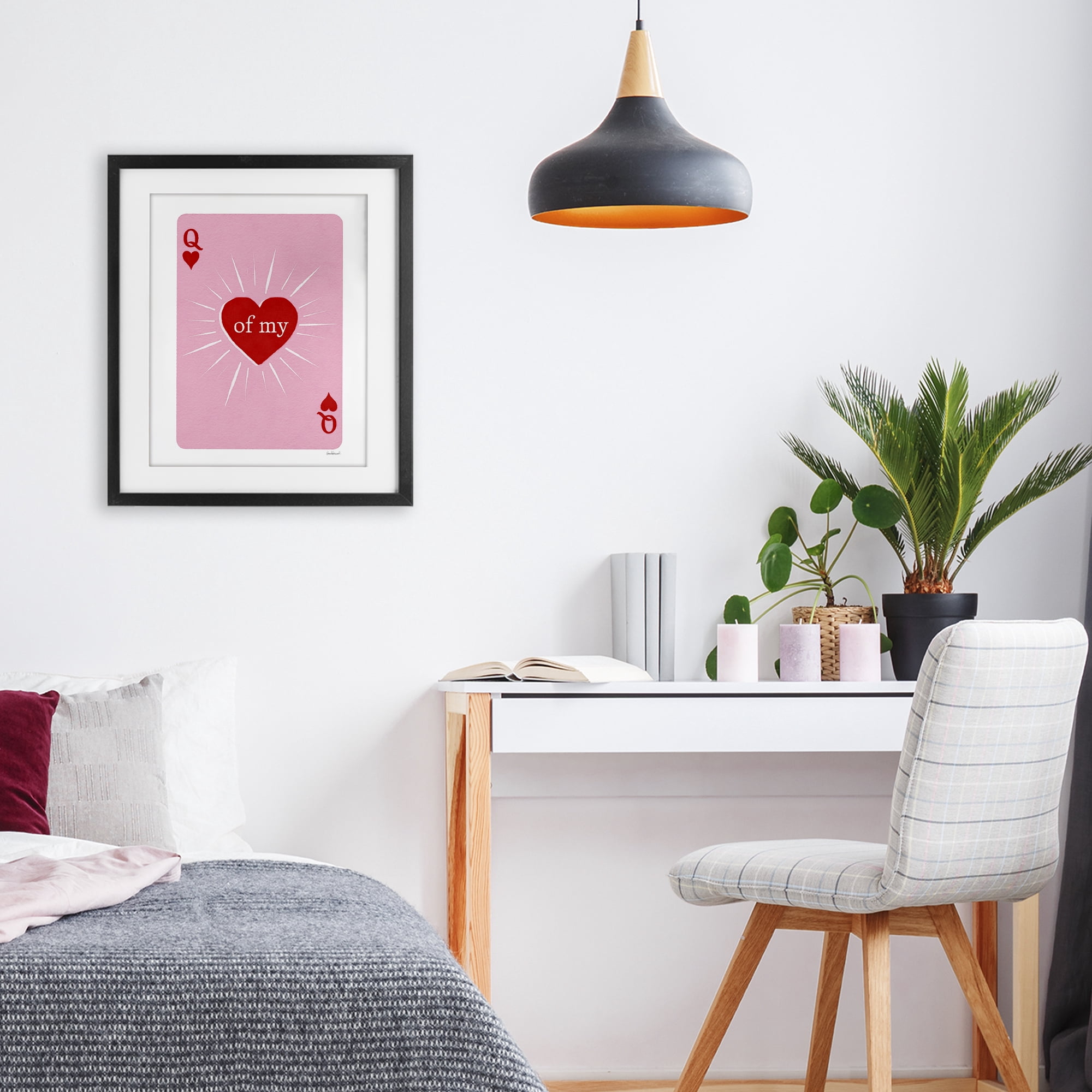 Queen Of My Heart Card Black Framed Print Under Glass, design by Amanda Greenwood