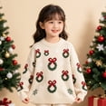 thumbnail image 6 of CONFREE Christmas Girls Long Sleeve Sweaters Crew Neck Xmas Tree Embroidery Warm Warm Fall Winter Knit Sweater for Kids, 6 of 6
