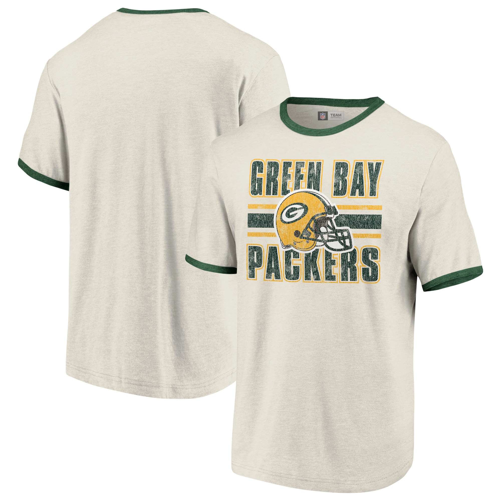 Green Bay Packers Fanatics Branded Team Stripe Helmet T-Shirt - Cream