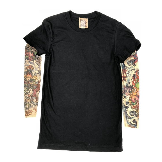 Wild Rose Tattoo Clothing - Wild Rose LUCKY Ladies Tattoo Sleeve Shirt Cowgirl Love, Black