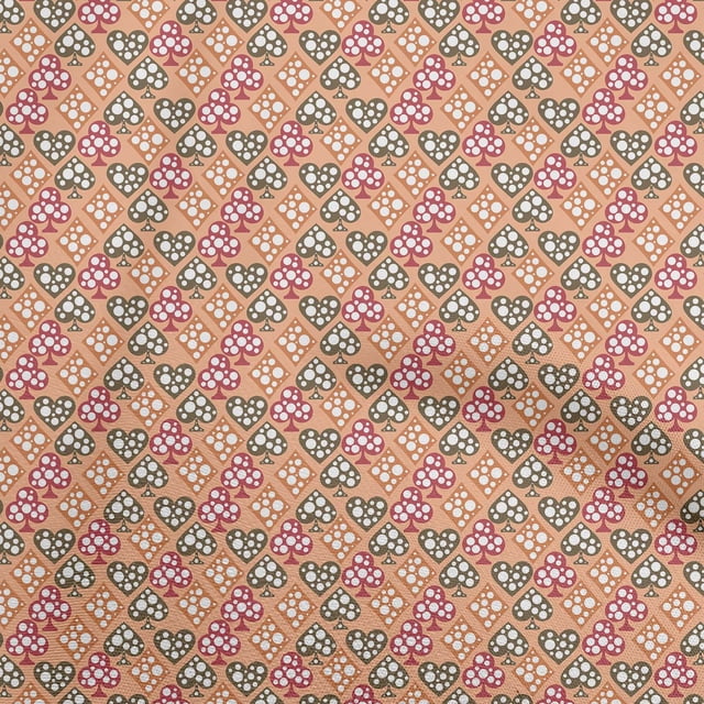 oneOone Polyester Spandex Light Peach Fabric Poker Card Craft Projects Decor Fabric Printed By The Yard 56 Inch Wide