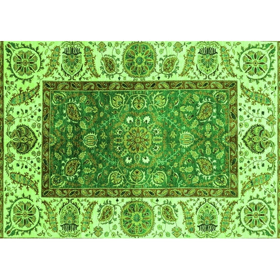 Ahgly Company Indoor Rectangle Oriental Green Traditional Area Rugs, 5' x 8'