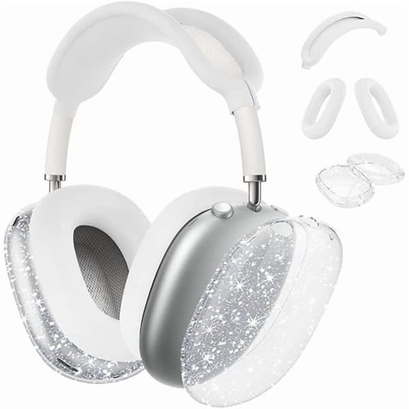 Silicone Apple Airpods Max Case, Clear Sparkle Ear Covers for Airpods Max, Headphones Case, Handband Accessories