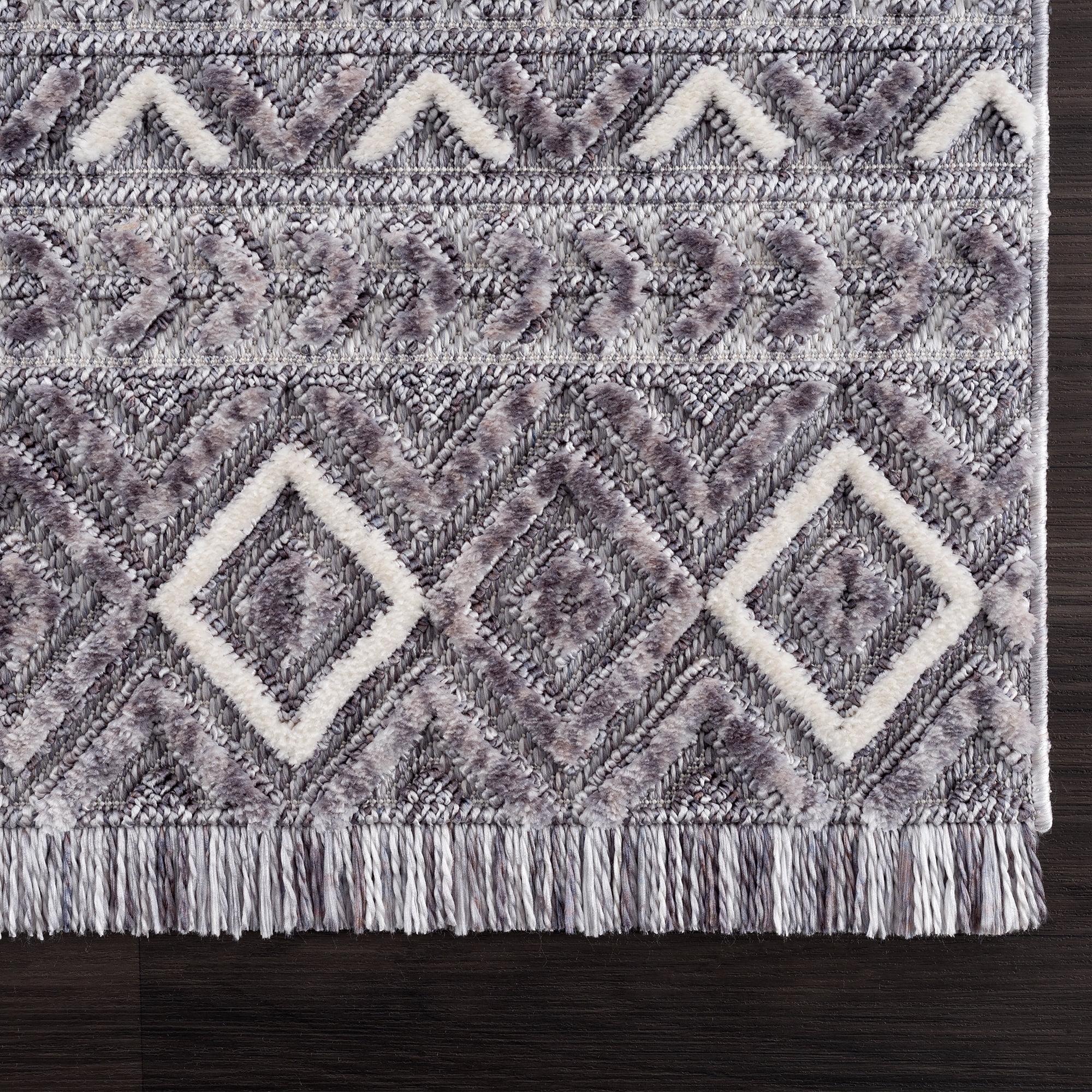 United Weavers Keya Leya Modern Geometric Runner Rug, Smoke, 2'7" x 7'2"