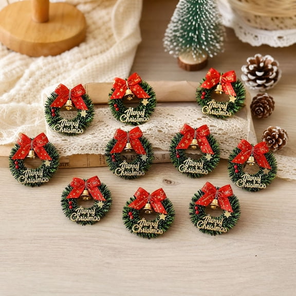 Clearance! 10 Pack Mini Christmas Wreaths for Candle Rings, Artificial Wreath, Indoor Outdoor Xmas Wreath Hanger, Christmas Decorations for Window Wall Porch, Holiday Ornament Gift for Adults