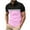 Pink, variant on BXINGOHAI Mens Short Sleeve Striped Shirts Fashion Contrast Color Golf Tops with Chest Striped Decoration Today Sales Army Green,3XL