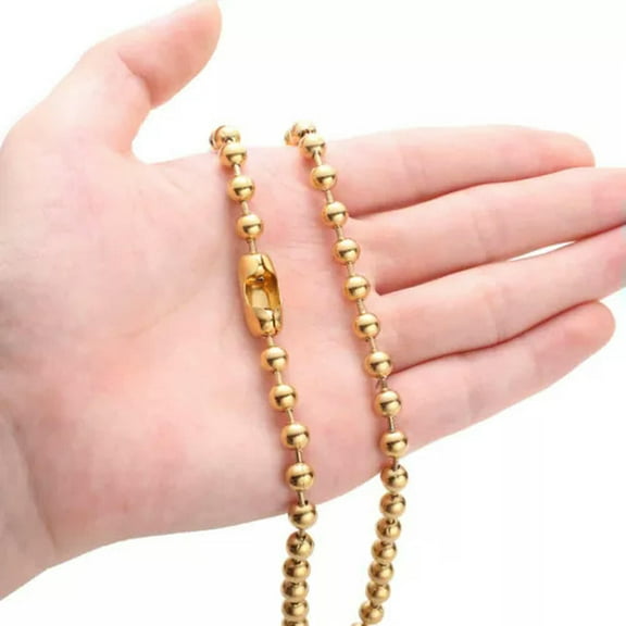 EOEMY 6/8/10/12mm Fashion Women Men 316L Stainless Steel Gold Tone Ball Chain Necklace-Gold-6mm-20Inch Or 50Cm