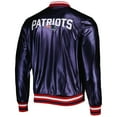 thumbnail image 3 of Men's The Wild Collective Navy New England Patriots Metallic Bomber Full-Snap Jacket, 3 of 4