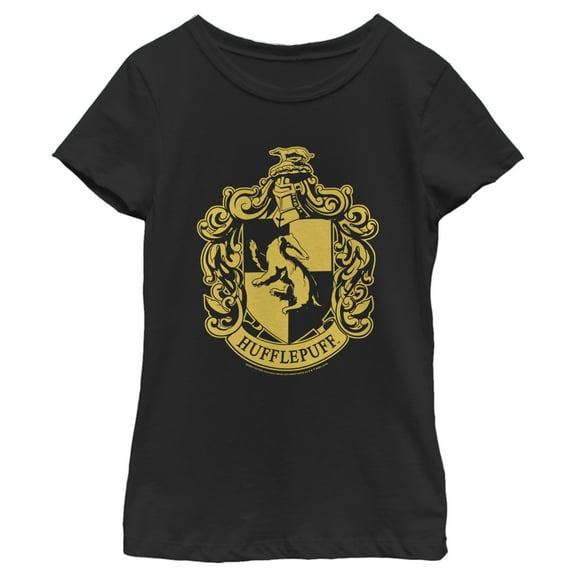 Girl's Harry Potter Hufflepuff House Crest  Graphic Tee Black Large