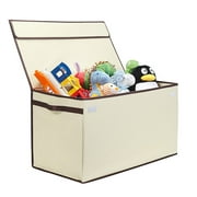Bigger, Sturdier Toy Chest Collapsible Box with Flip-Top Lid, Large, 600 Denier, Extra Tough - Ivory