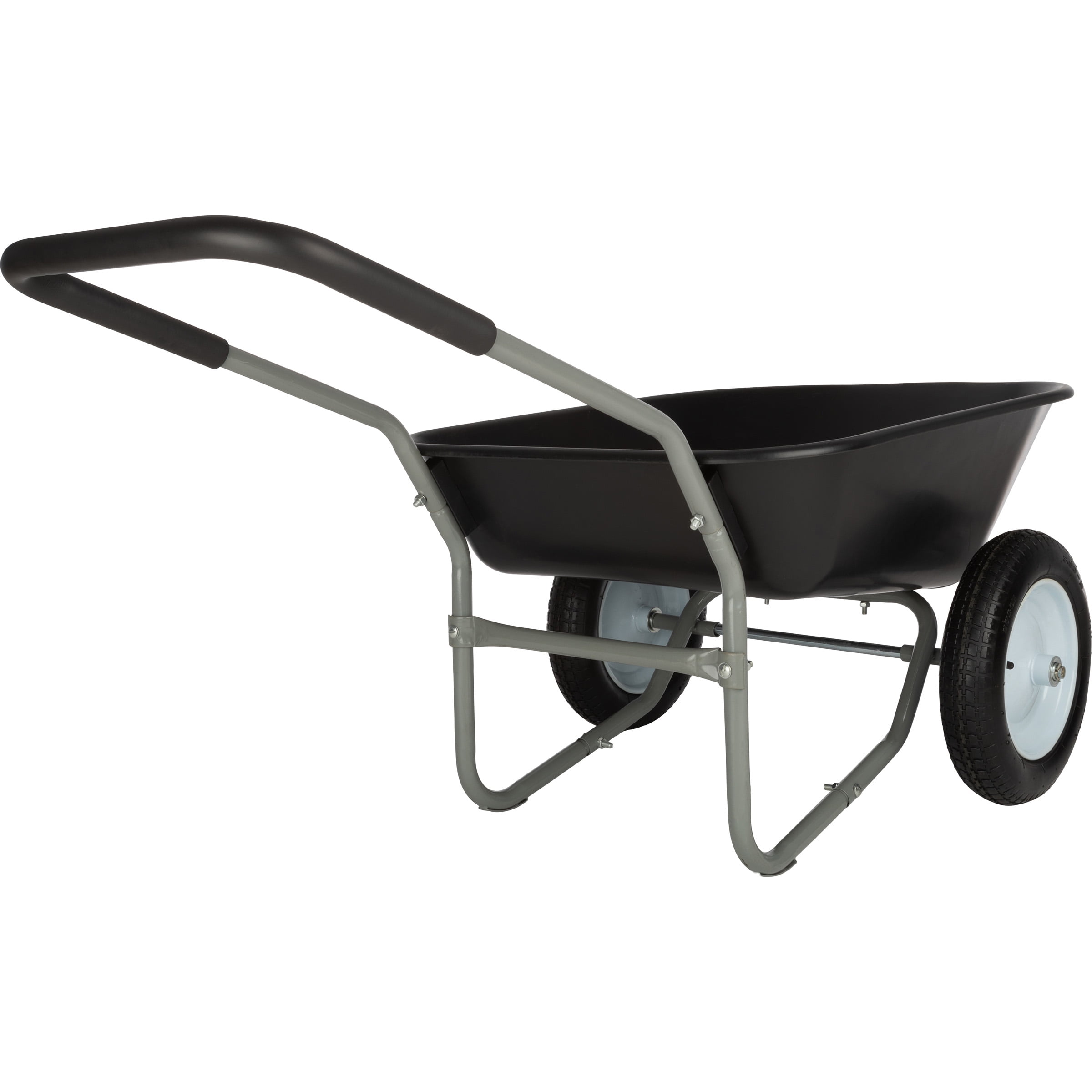 Pure Garden 2-Tire Wheelbarrow with 300lb Capacity and Padded Handle, Black