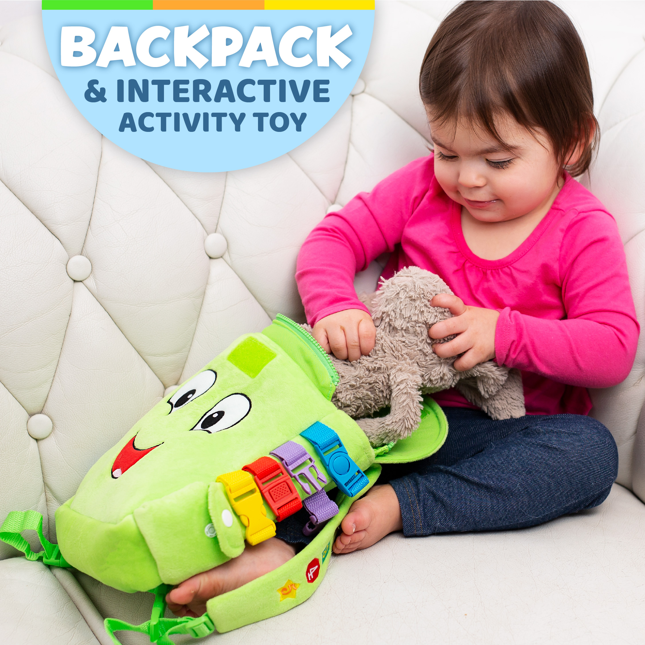 Buckle Toy - Buddy Activity Backpack - Educational Pre-K Learning Activity Toy - Zippered Pouch for Storage - Great Gift for Toddlers and Kids - image 2 of 6