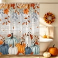 thumbnail image 5 of Teal Orange Pumpkins Fall Shower Curtains for Bathroom, Thanksgiving Leaves Brown Wooden Waterproof Fabric Shower Curtain, Decorative Bathroom Curtain for Bathtub, 36"x72", No Hooks Included, 5 of 9