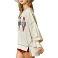 thumbnail image 2 of Women Sequin Nutcracker Sweatshirt Cute Oversized Pullover Christmas Long Sleeve Crewneck Shirt Cream White XL, 2 of 5