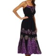 thumbnail image 3 of Sakkas Batik Triangle Smocked Empire Waist Dress - Black / Purple - One Size, 3 of 4