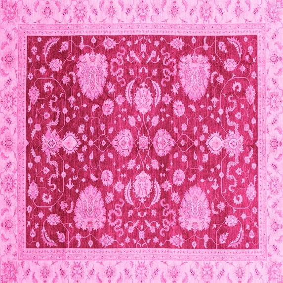 Ahgly Company Indoor Square Oriental Pink Traditional Area Rugs, 3' Square