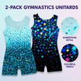 thumbnail image 6 of Aideaone Girls Gymnastics Leotards 2 Pack Sleeveless Rhinestone Biketards Sparkle Printed Dance Unitard Ballet Training Bodysuit for Little Girls 4-10Y, 6 of 8