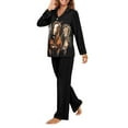 thumbnail image 2 of SEANATIVE Black Horse Womens Button Up Pajamas Size 4XL Button Down Pajama Sets Plus Size Loungewear Pjs Set for Women Comfy Sleeping Set 2 Piece Long SLeeve Nightwear with Pockets, 2 of 7