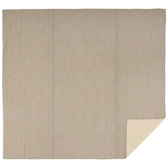 VHC Brands Sawyer Mill Quilt Coverlet, King Size, Charcoal Ticking Stripe