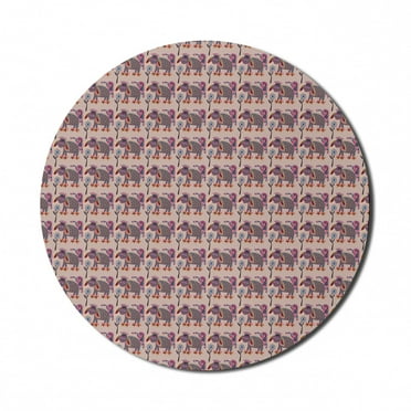 Ethnic Mouse Pad for Computers, Repetitive and Ukrainian Folktales Inspired Myth Elements Animal Illustration, Round Non-Slip Thick Rubber Modern Gaming Mousepad, 8" Round, Multicolor, by Ambesonne