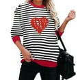 thumbnail image 4 of ICHUANYI Womens Striped Heart Print Oversized Sweatshirt Color Block Crew Neck Long Sleeve Casual Loose Pullover Top Sweatshirts, 4 of 6