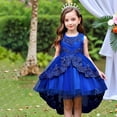 thumbnail image 2 of CPNG Girls' Vibrant Sleeveless Embellished Lace & Tulle High-Low Flower Girl Dress – Elegant Bodice with Intricate Embroidery, Flowy Ball Gown Skirt for Weddings, Birthday Parties, 2 of 7