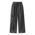 thumbnail image 5 of Cargo Sweatpants for Women Waisted Drawstring Waist Wide Leg Joggers Fall Fashion Casual Loose Pants with Pockets, 5 of 10