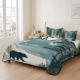 thumbnail image 2 of Quilts Queen Size Bedding Set, Forest Bear Snowy Lightweight Quilted Comforter, Teal White Mountain Pine Trees Soft Reversible Bedspread Coverlet with Pillow Covers for All Season, 90" x 96", 2 of 9