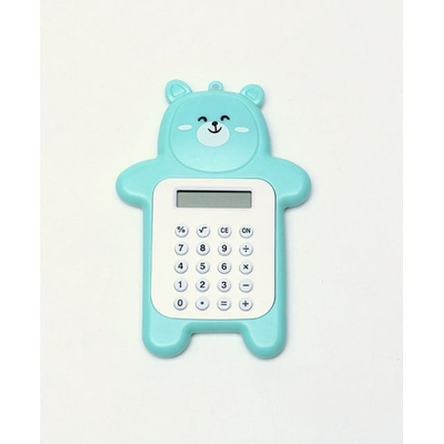 Basic Calculator Creative 8-Digit Display Beginner Portable Cartoon Bear Style Calculator Rubber Button Pocket Size Calculator for Desktop Home Office Students School Supplies