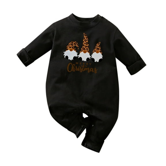 XEGLSBU Baby Girl Rompers 3-6 Months Cotton Baby Christmas Outfit Girls Boys Print Romper Long Sleeve Bodysuit Jumpsuit Baby Girl Rompers 6-9 Months Black2 Size 6-12 Months