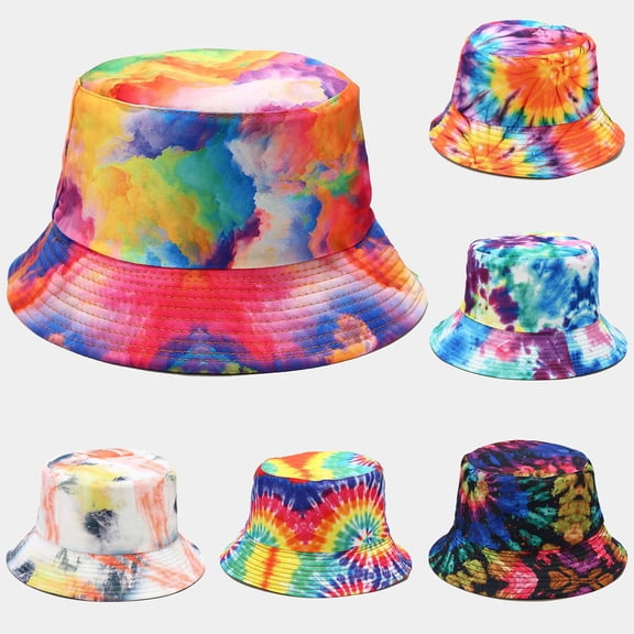 WHEANG Unisex Tie Dye Bucket Hat Summer Lightweight Cooling Fisherman Cap Fashion Printed Outdoor Travel Beach Hat for Men Women Wide Brim Foldable Daily Casual Sun Hat Pink