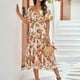 thumbnail image 5 of Vestido Midi De Playa Vestido midi de playa para mujer Vestido de verano a la moda con mangas abullonadas y estampado floral (Naranja S) Ygjytge para Mujer Naranja T 3EG, 5 of 6
