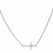 Mia Diamonds 925 Sterling Silver Rhodium-Plated Large D and C Sideways Cross Necklace Chain