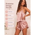 thumbnail image 6 of DAKIMOE Silk Stain Pajamas Set for Women 2 Piece Pjs Sets Adjustable Cami Top and Shorts with Ruffle Nightwear, 6 of 7