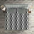 thumbnail image 3 of Ambesonne Black and White Quilted Coverlet 3 Pcs, Lattice Pattern, Queen Size, Black White, 3 of 4