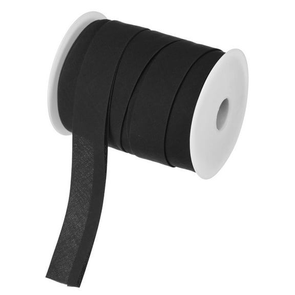 Double Fold Bias Tape , 1 Inch x 25 Yard Piping Trim Fabric Binding Tape for Sewing, Apply to Seaming, Hemming, Binding, Quilting, DIY Craft Accessories (Black)