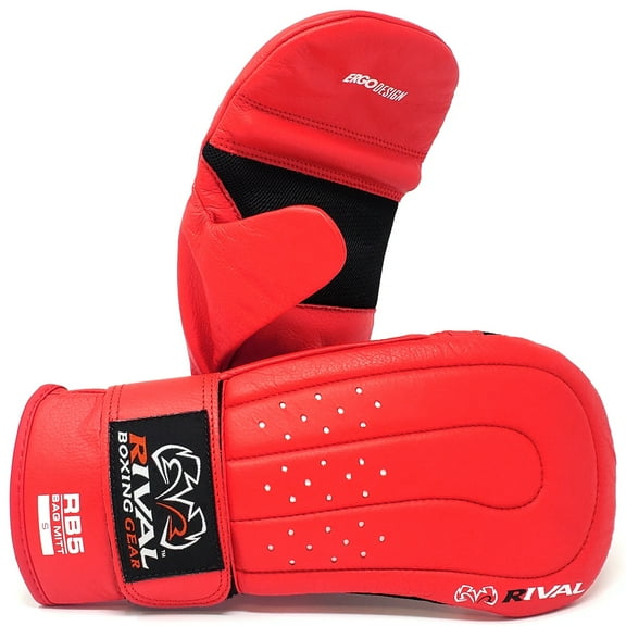 Rival Boxing RB5 Cowhide Leather Punching Bag Mitts - XL - Red