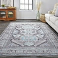 thumbnail image 6 of HomeRoots 515056 5 x 8 ft. Gray Taupe & Blue Floral Rectangle Area Rug, 6 of 8