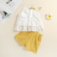 thumbnail image 2 of SHTXOZHI Toddler 2 Piece Set Baby Girls Cute Clothes Summer Sleeveless Camisole Tops Shorts Outfit, 2 of 3
