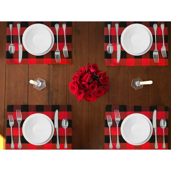 Buffalo Poplin Dinner Table Placemats Holiday Home Decoration 13" x 19" (Pack of 4)