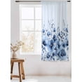 thumbnail image 3 of Sheer Curtains 63 Inch Length, Blue Blooms Floral Semi Sheer Curtains Light Filtering Window Treatment, Spring Flowers Botanical Blue Ombre Privacy Voile Drapes for Living Room Bedroom 52x63 Inch, 3 of 7