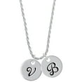 thumbnail image 1 of Delight Jewelry Silvertone Large Script Letter - V - 3/4'' Disc - Silvertone Script Initial Disc - B - Charm Necklace, 20"+3", 1 of 4
