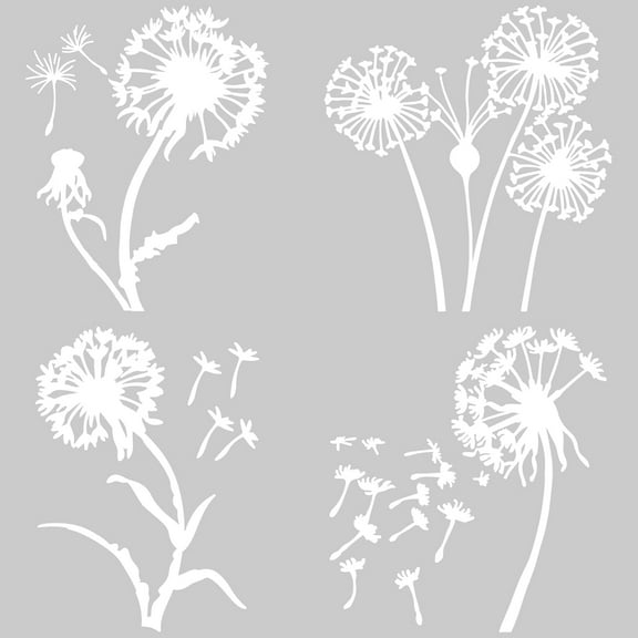 4 Sheets Dandelion Car Sticker Plant Nature White Car Decals Sun Protection Self Adhesive Car Accessories Automotive Exterior Decoration for Auto Truck Bumper Wall Art Laptop 7.87x7.87 Inch