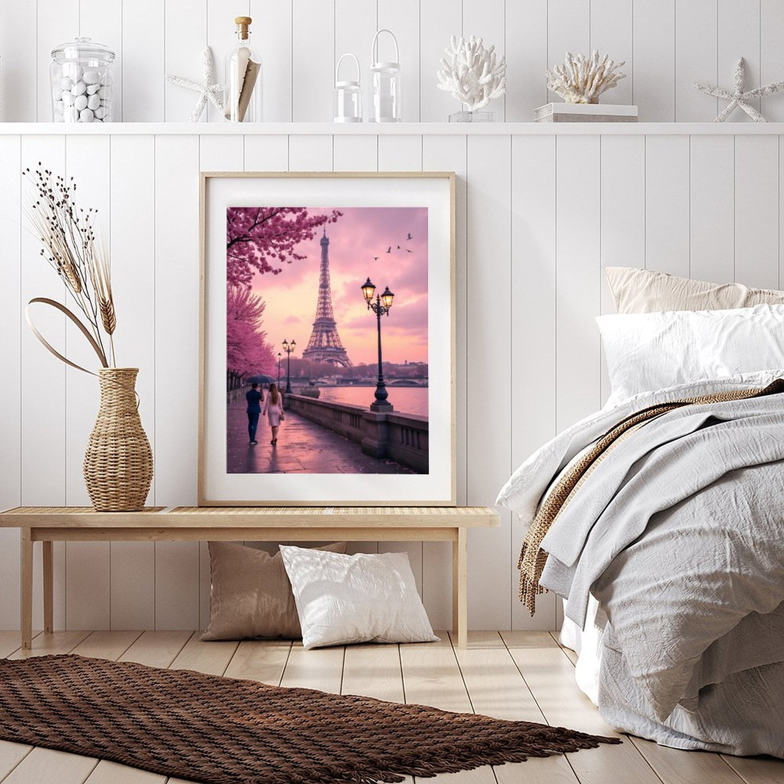 Diamond Art Kit for Adults, Paris Spring Eiffel Tower Walkway Diamond Painting for Adults Beginners, DIY Diamond Art Painting Kits, 5D Diamond Painting Crafts for Home Decor 12x16 Frameless