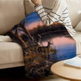 thumbnail image 3 of Reindeer Plush Throw Bed Blanket for Kids Adults Reindeer by the River Sunset Scene Super Soft Cozy Luxurious Blanket Lightweight Fleece Blankets for Couch Bed Sofa Warm All Season 40×50inch, 3 of 6