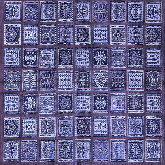 Ahgly Company Machine Washable Indoor Square Southwestern Blue Country Area Rugs, 6' Square