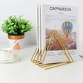 thumbnail image 3 of Desktop Magazine File Holder Triangle Metal Wire Record/Book Organizer Folder Organizer Sorter Magazine Storage Decoration/Office Display Rack (Gold), 3 of 7