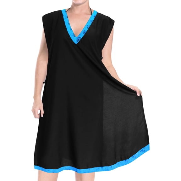 HAPPY BAY Women's Beachwear Summer Swim Beach Cover ups for Swimwear Women Swimsuit Coverups for Women Mini Oversized Dress XL-XXL Plain, Blue