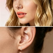 Horseshoe Nose Rings, 18G for Women Lip Hoops Half Hoop Earring Rook Daith Tragus Helix Piercing Jewelry Septum Rings,Gold and Silver Zirconia