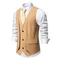 thumbnail image 5 of Mens Slim Fit Waistcoat V Neck Vest Button Down Formal Business Dress Suit Pockets Casual Solid Color Sleeveless Tank Top with Chain Male Jacket for Party Wedding, 5 of 9